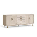 Buffet 180 x 40 x 85 cm en bois beige à 4 portes et 4 tiroirs style classique
