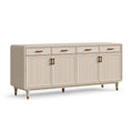 Buffet 180 cm en bois beige à portes striées style contemporain