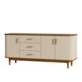 Buffet 180 x 45 x 85 cm en bois ivoire/noyer à 3 tiroirs et 3 portes style contemporain
