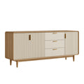 Buffet 180 x 45 x 85 cm aspect bois brun et beige avec 3 tiroirs style contemporain