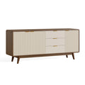 Buffet 180 x 45 x 80 cm en bois marron et beige avec 3 tiroirs style moderne