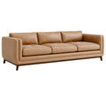Canapé droit 3 places 220 cm aspect cuir camel style contemporain