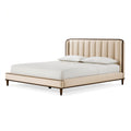 Lit 160 x 200 cm en tissu beige et bois style contemporain