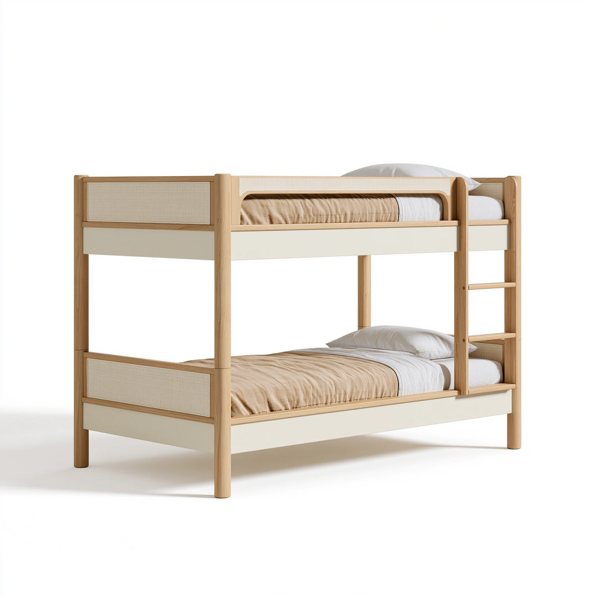 Lit superposé 90 x 190 cm en bois beige naturel style contemporain avec échelle