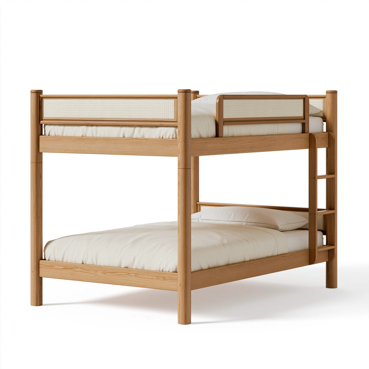 Lit superposé 90 x 200 cm en bois naturel avec échelle style contemporain