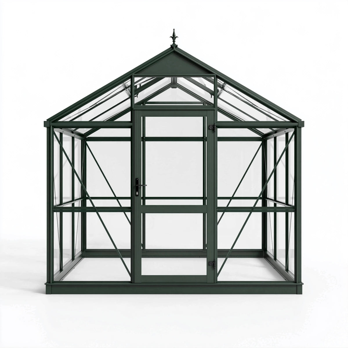 Serre de jardin 190 x 190 x 250 cm en métal vert avec panneaux transparents style victorien