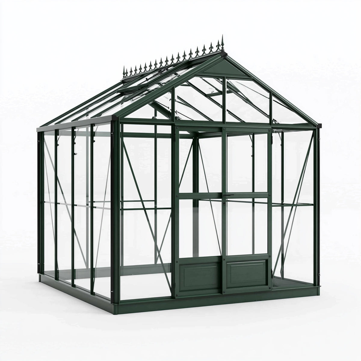 Serre de jardin 240 x 190 x 240 cm en aluminium et verre vert style classique