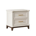 Table de chevet 60 x 45 x 65 cm en bois blanc et marron style classique à 2 tiroirs