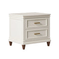 Table de chevet 60 x 45 x 65 cm en bois blanc à 2 tiroirs style classique