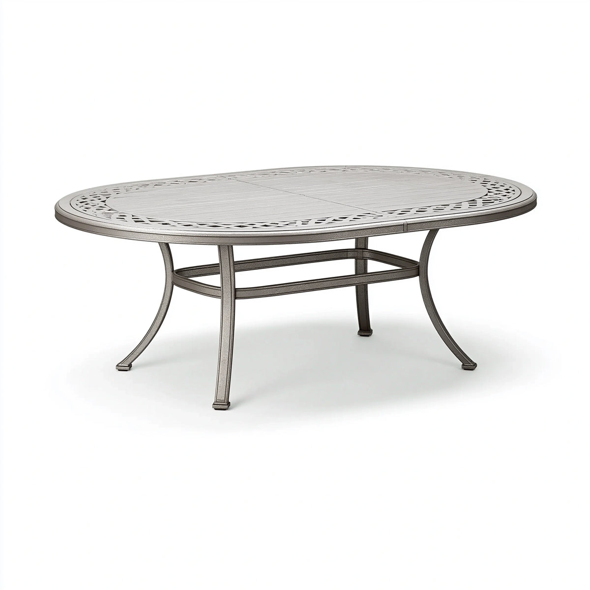 Table de jardin ovale 200 x 110 x 74 cm en aluminium gris - style classique extérieur