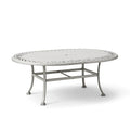 Table de jardin ovale 183 x 107 x 74 cm en aluminium gris avec trou pour parasol