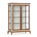 Vitrine 100 x 40 x 190 cm en bois et verre marron blanc style classique