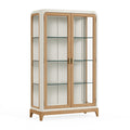 Vitrine 100 x 45 x 180 cm en bois et verre blanc/chêne - rangement classique