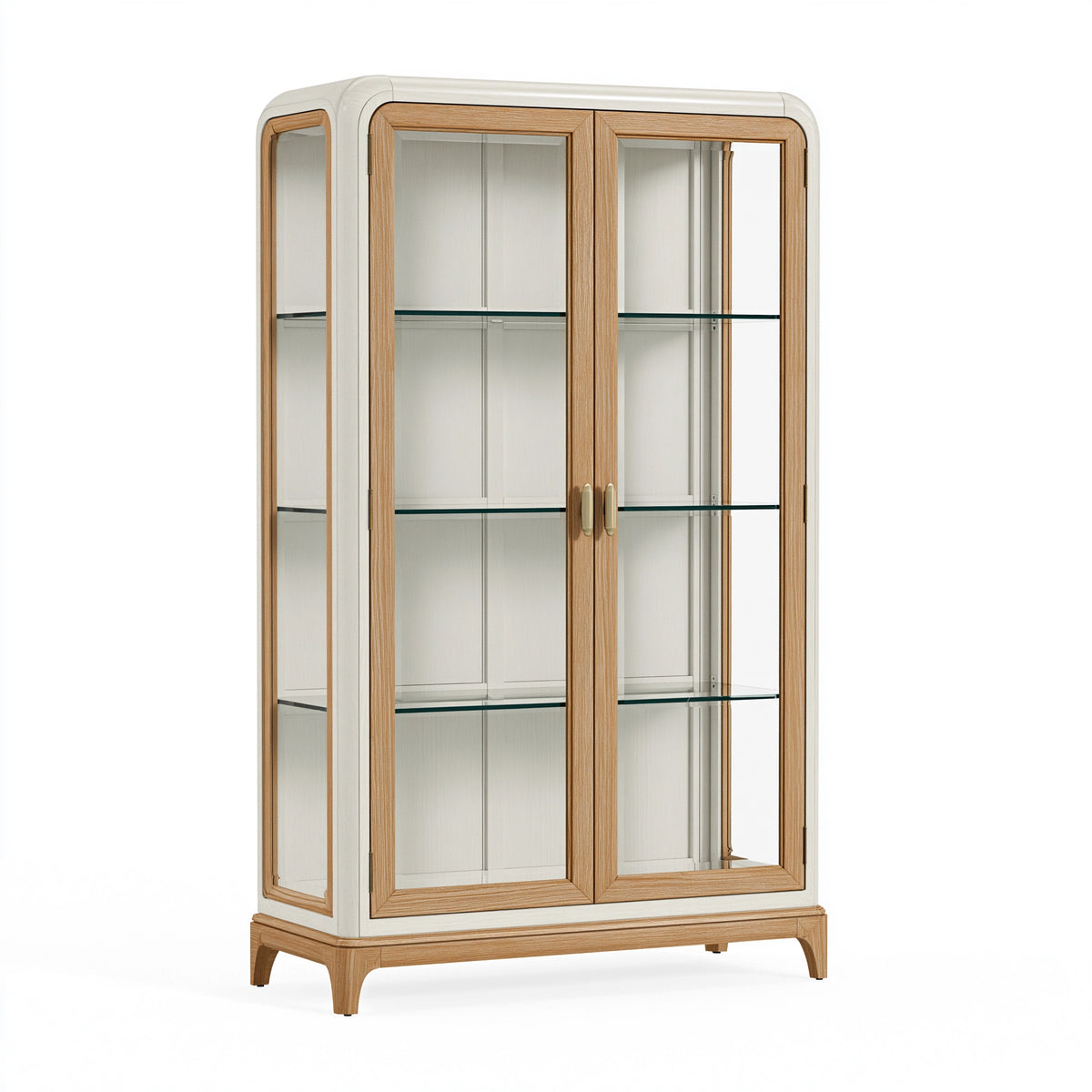 Vitrine 100 x 45 x 180 cm en bois et verre blanc/chêne - rangement classique