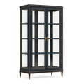 Vitrine 100 x 45 x 190 cm en bois et verre bleu nuit style classique