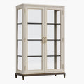 Vitrine 100 x 45 x 190 cm en panneaux de bois beige et verre à 2 portes style classique