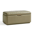 Banc coffre de rangement 120 x 45 x 48 cm revêtement aspect cuir vert kaki capitonné contemporain